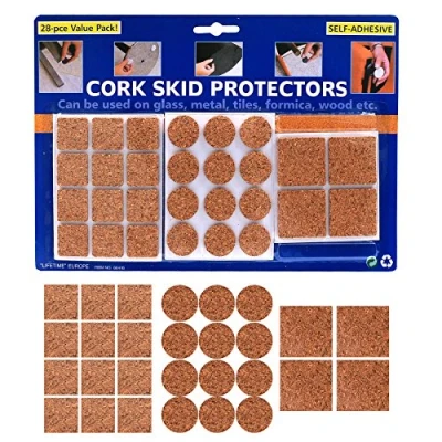 Image of 2 Sets of 28 Self Adhesive Cork Skid Protectors (56 Total)