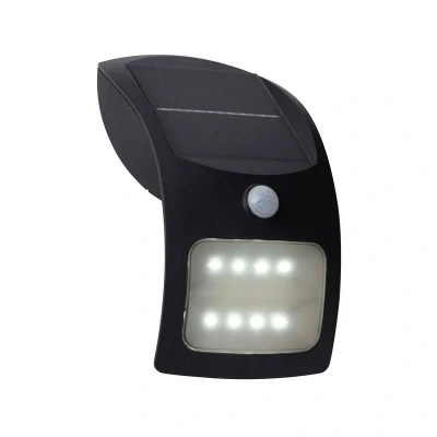 Image of Solar LED Wall Light with PIR Motion Sensor Black