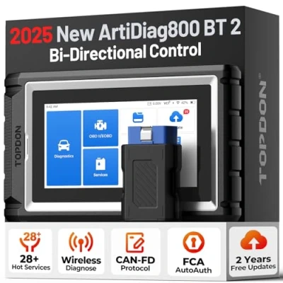 Image of TOPDON ArtiDiag800 BT V2.0 Car Diagnostic Tool, New Active Test, with All Systems Diagnosis, OBD2 Scanner 28 Maintenance Services, Oil Reset/EPB/SAS/TPMS/DPF, Wireless Scanner, AutoVIN