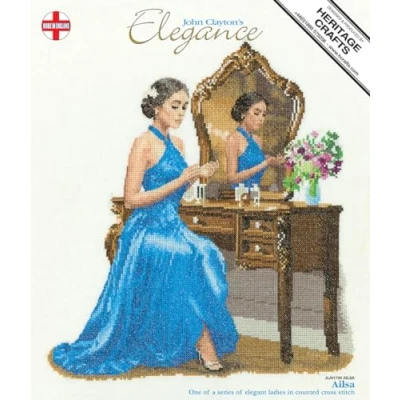 Image of Heritage Crafts Ailsa Cross Stitch Kit John Clayton Elegance Evenweave