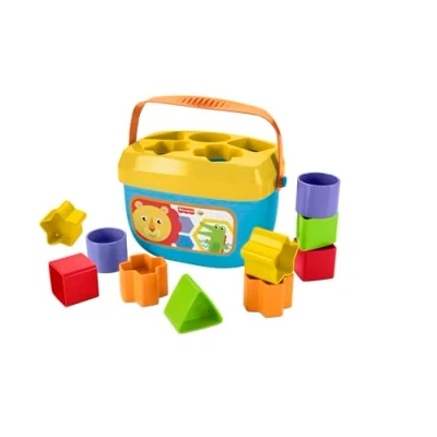 Image of Fisher Price Stacking Toy Baby’s First Blocks Set of 10 Shapes for Sorting Play Infants Ages 6+ Months, FFC84