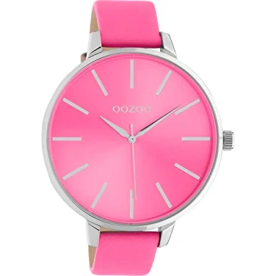 Image of Oozoo Vintage Women&#039;s Watch with 16 mm Leather Strap Analogue in Round, Smoke Pink, extra groß, Strap.