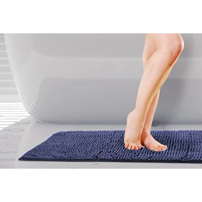 Image of Emma Barclay Noodle Soft Touch Non Slip Bathroom Rug in Navy Bath Mat 45x75cm