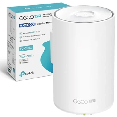 Image of TP Link AX3000 4G+ Wi Fi 6 Router, LTE CAT6 Coverage, Sim Card Slot, Upto 1500Mbps, add on for all 7/6/5 Deco Mesh Fi, Ideal Gaming &amp; 4K,works with Amazon Alexa Google (Deco X50 4G)