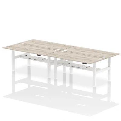 Image of Air B2B 1800x800mm Height Adjustable 4P Bench Desk CP Grey Oak/White