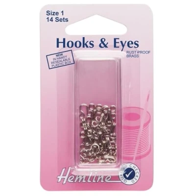 Image of Hemline Hooks and Eyes Nickel Silver, Size 0, 14 sets