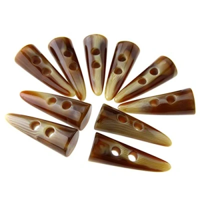 Image of OTOTEC 10 x 50mm Large Horn Imitation Tooth Toggle Buttons for Coat Jacket Cream Bone