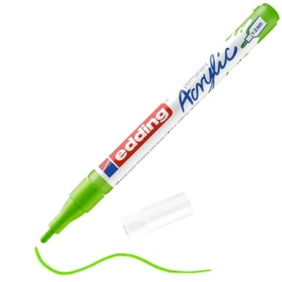 Image of edding 5300 acrylic marker fine yellow green 1 waterproof paint round nib 2mm pen for drawing on canvas, art paper and wood markers pebbles