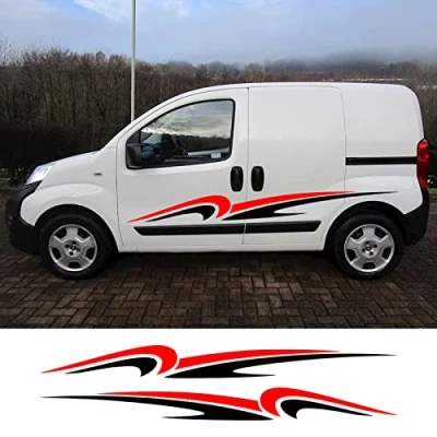 Image of RWRAPS Car Door Side Stickers Minivan Camper Combi Line Graphics Vinyl Film Decals,Fit for Fiat Fiorino Accessories