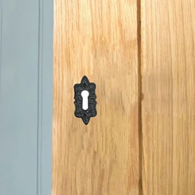 Image of Ironmongery Solutions® Black Cast Iron Escutcheon Plates Keyhole Cover Key Hole Door Lock Accessories (Fancy Open Escutcheon)