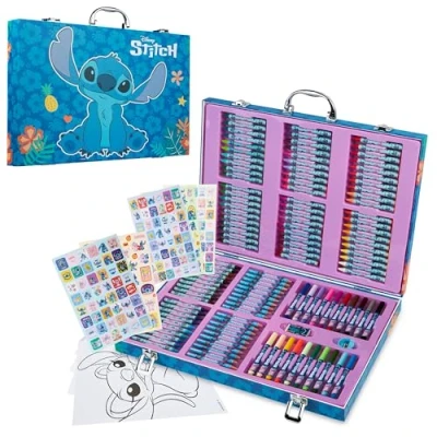Image of Disney Stitch Art Set for Kids 130+ Pieces Frozen Colouring Pencils Crayons Princess Supplies Gifts (Multi Set)