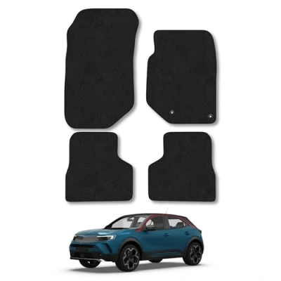 Image of Car Mats Compatible with Vauxhall Mokka (2020 ) Tailored Fit Black Carpet Floor Set Accessory Custom 4 Pieces Anti Slip Backing &amp; Binding Trim Edge