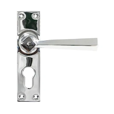 Image of From the Anvil Polished Chrome Straight Lever Euro Lock Set