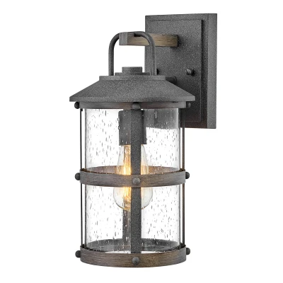 Image of Hinkley Lakehouse Outdoor Wall Lantern Aged Zinc with Driftwood Grey, IP44
