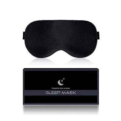 Image of Aosun Silk Sleep Mask, Eye 22Momme 100 Percent Pure Mulberry Blackout Anti Allergy Natural Mask with Adjustable Headband, Suitable for Men and Women (Black)