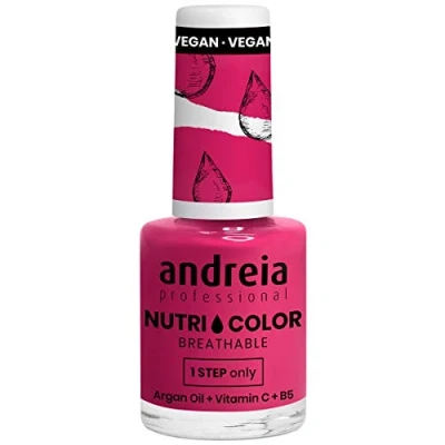 Image of Andreia Professional NutriColor Breathable Nail Polish Vegan and Cruelty Free DIY Art with Long Lasting Gloss Finish Colour NC36 Hot Pink 10.5ml