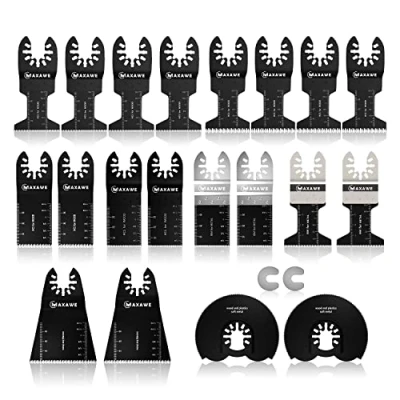 Image of MaxAwe 22 PCS Multitool Blades, Oscillating Saw Blades Set Quick Release Multi Tool Accessories for Plastic Wood Metal Cutting, Compatible with Dewalt Makita Milwaukee Decker