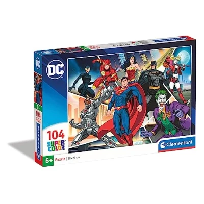 Image of Clementoni 25722 Supercolor Puzzle Dc Comics Justice League 104 Pieces Jigsaw For Kids Age 6