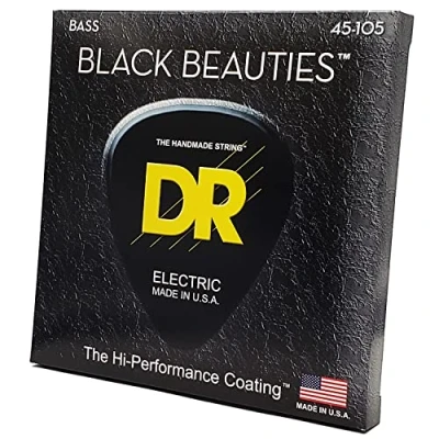 Image of DR Strings BKB 45 BLACK BEAUTIES™ Coloured Bass Strings: Medium 105