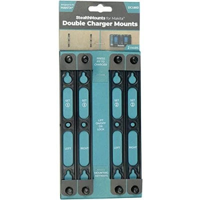 Image of StealthMounts Makita Charger Mount Holder for Wall 2 Pack (Double Charger)