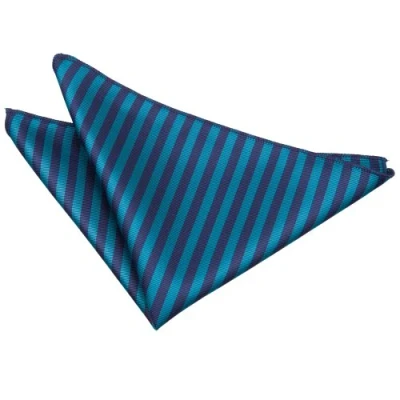 Image of DQT Men Blue Solid Plain Stripe Floral Paisley Polka Dot Pocket Square Thin Navy &amp; Teal