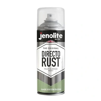 Image of JENOLITE Directorust Gloss Spray Paint SAGE GREEN 400ml Direct To Rust For Metal Multi Surface Wood, Metal, Plastic, Ceramic RAL 7494C