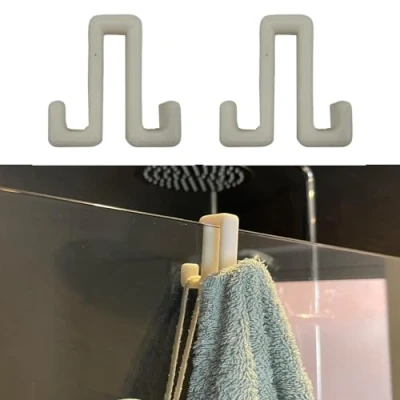 Image of Shower Glass Towel Hooks [Pack of 2] for Doors and Screens (2)