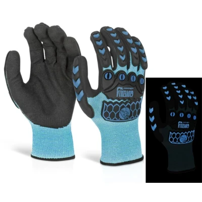 Image of Glovezilla Glow In The Dark Foam Nitrile Glove Blue Large