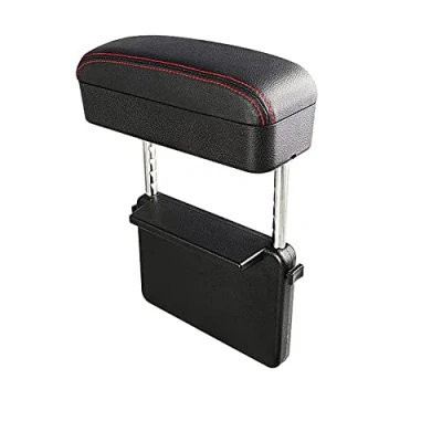 Image of Qirc Car Armrest Box Protector Center Console Extender Elbow and Forearm Wrist Support Adjustable Height Comfort Pad Universal (Black red)