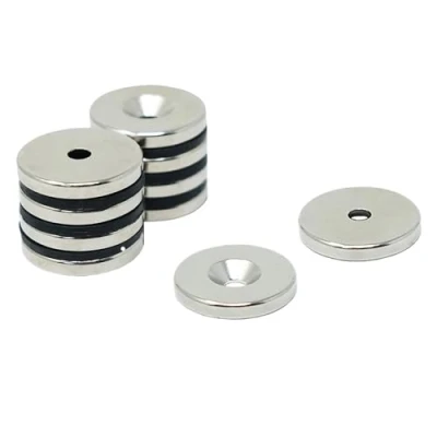 Image of N42 Neodymium Magnet for Arts, Crafts, Model Making, DIY, Hobbies, Office, and Home 20mm dia x 3mm thick 3.6mm Countersunk Hole 4.5kg Pull South Pack of 2