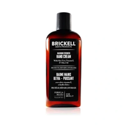 Image of Brickell Men&#039;s Maximum Strength Hand Lotion for Men, Natural and Organic Fast Absorbing with Vitamin E, Shea Butter, Jojoba, 118 ml, Scented