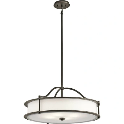 Image of Emory 4 Light Semi Flush Round Ceiling Pendant Pewter, E27