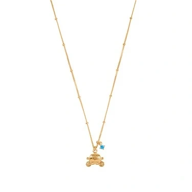 Image of Disney Cinderella Sterling Silver Gold Plated Carriage Necklace N903223YZBL 18