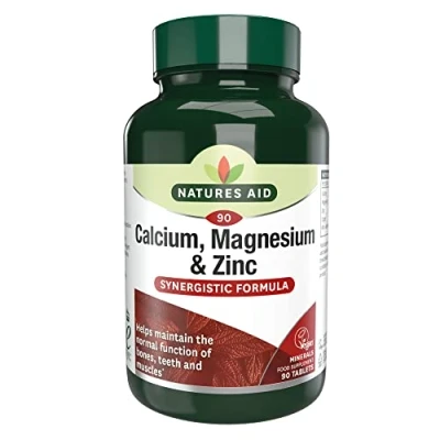 Image of Natures Aid Calcium, Magnesium and Zinc, Maintain Normal Bones, Teeth Muscle Function, Vegan, 90 Tablets
