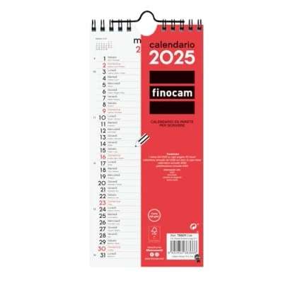 Image of Finocam Neutral Wall Calendar for Writing 2025 Monthly Layout January December (12 Months) Italian