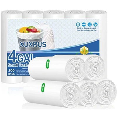 Image of XUXRUS Bin Liners 15 Liter Small White Bags 100 Count Garbage Pedal Trash for Bathroom Office,White Fits 15l 16l 17l 18l 20l Bins Can