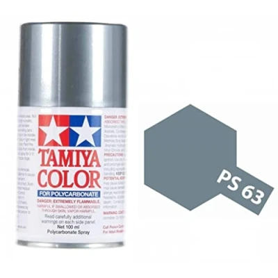 Image of Tamiya PS 63 Polycarbonate Spray Paint 100ml Can Bright Gun Metal For Clear RC