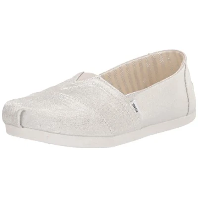 Image of TOMS Women&#039;s Alpargata Loafer Flat, Silver Glimmer, 6.5 UK