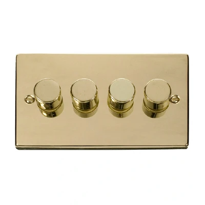 Image of Click Deco 4 Gang 2 Way 100W LED Dimmer Switch Polished Brass