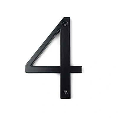 Image of HASWARE House Number Sign 4 inch (10 cm) Modern Door Numbers Signage Plaque Street Home Address Numerals Zinc Alloy (4, Black)