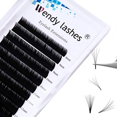 Image of Easy Fan Lashes, DD Curl 0.07mm 8 14mm Mixed Russian Lashes Extension Self Fanning 2D 3D 5D Volume Eyelashes Extensions(KH 0.07 MIX8 14)