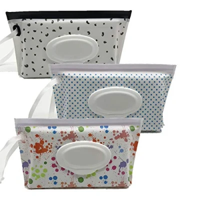 Image of ULVBABI Portable Wet Wipe Pouch Dispenser, Reusable Baby Diaper Holder, Refillable Personal Travel Clutch Dispenser Keeps Wipes Moist [3 Pack]
