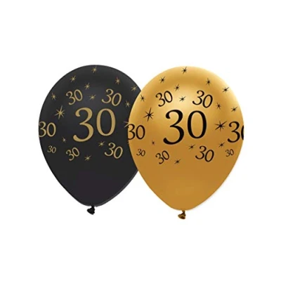 Image of Creative party Black and Gold birthday Balloons, 6 30th decorations, premium RB285