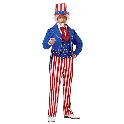 Image of California Costumes 1309 Uncle Sam 4th of July/Patriotic Adult Sized Costumes, Striped, Red,White,Blue, XL
