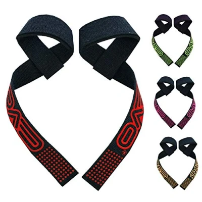 Image of Islero Fitness Weight Lifting Straps Gym Deadlifts Non Slip Flex Gel Grips Padded Hand Bar Wrist Support Wraps Powerlifting Bodybuilding Pair (Black/pink)