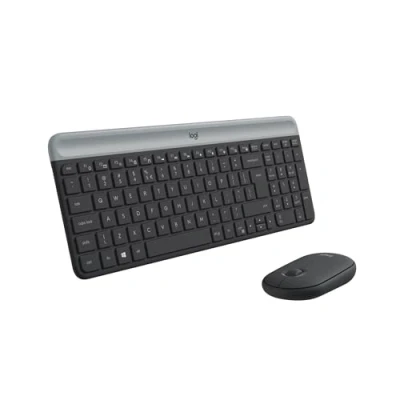 Image of Logitech Slim Wireless Keyboard and Mouse Combo MK470, QWERTY US International Layout Grey