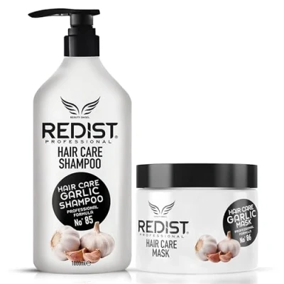 Image of Redist Garlic Hair Shampoo 1000ml Mask 500ml Prevents Loss, Strengthens and Nourishes For Fragile Dry Damaged Natural Ingredients