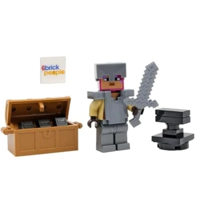 Image of LEGO Minecraft: Knight Minifigure with Chest and Anvil