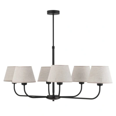 Image of TK Lighting Chicago chandelier, 6 bulb linen shades