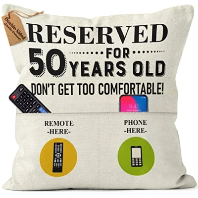 Image of Kies CROWNLY CRYSTAL® (Double Sided) 50th Birthday Gifts Ideas Pillow Covers 18x18 Men and Womens Decoration Mum Grandad 45x45 Cover